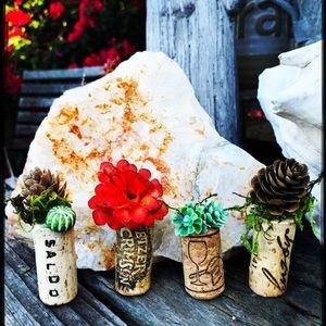 Fall Wine Cork Botanical Magnate. Boutique item, Upcycled, custom made